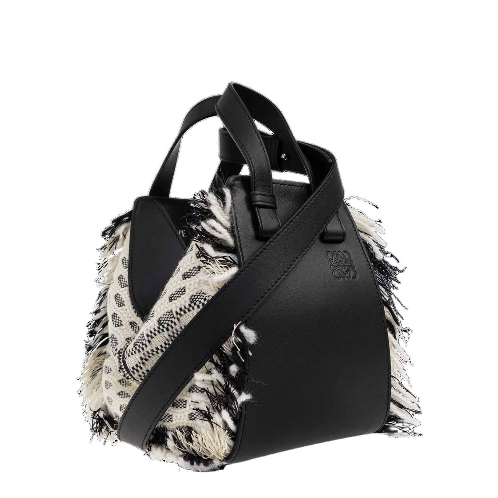 Hammock Woven Textile Shoulder Bag - Black/White