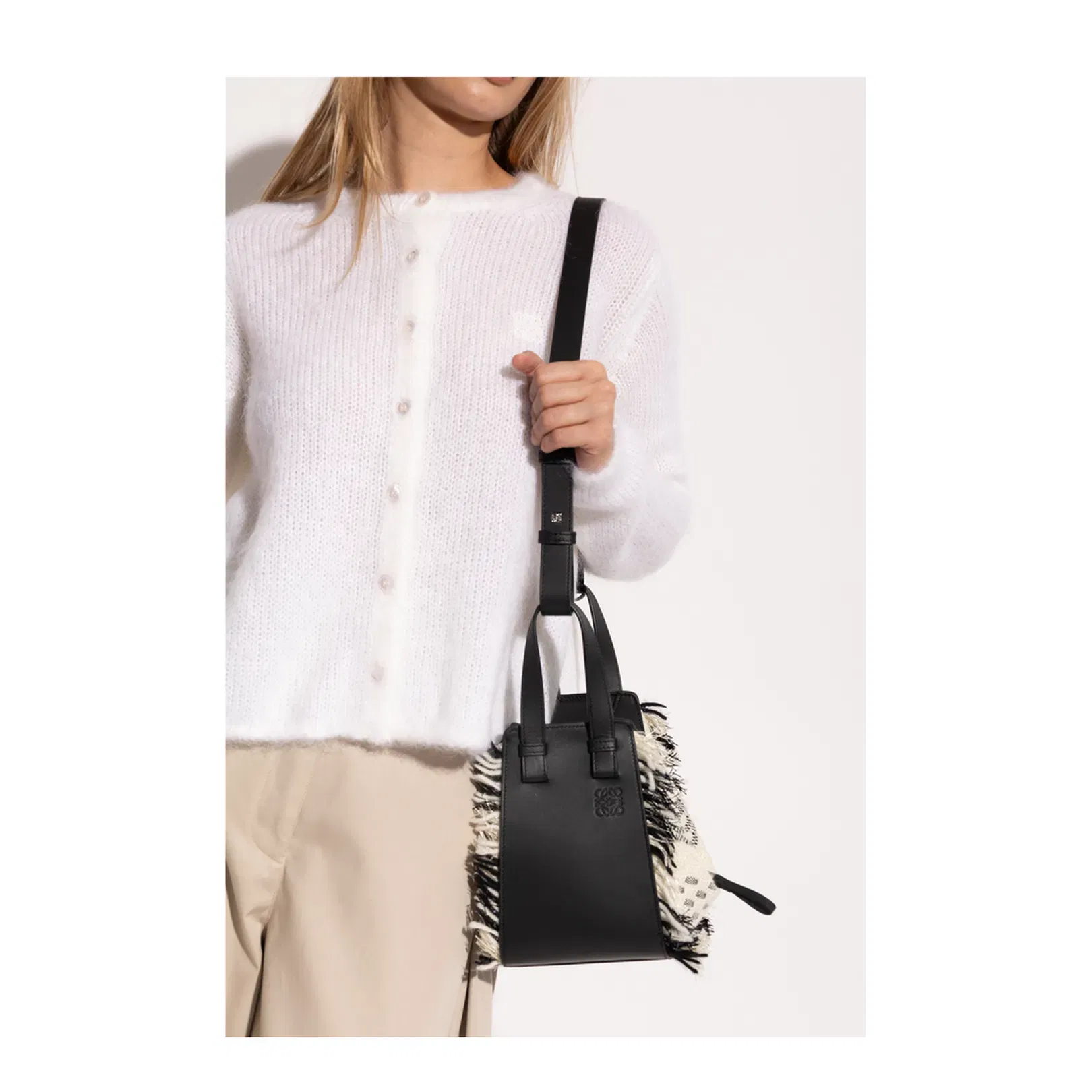 Hammock Woven Textile Shoulder Bag - Black/White