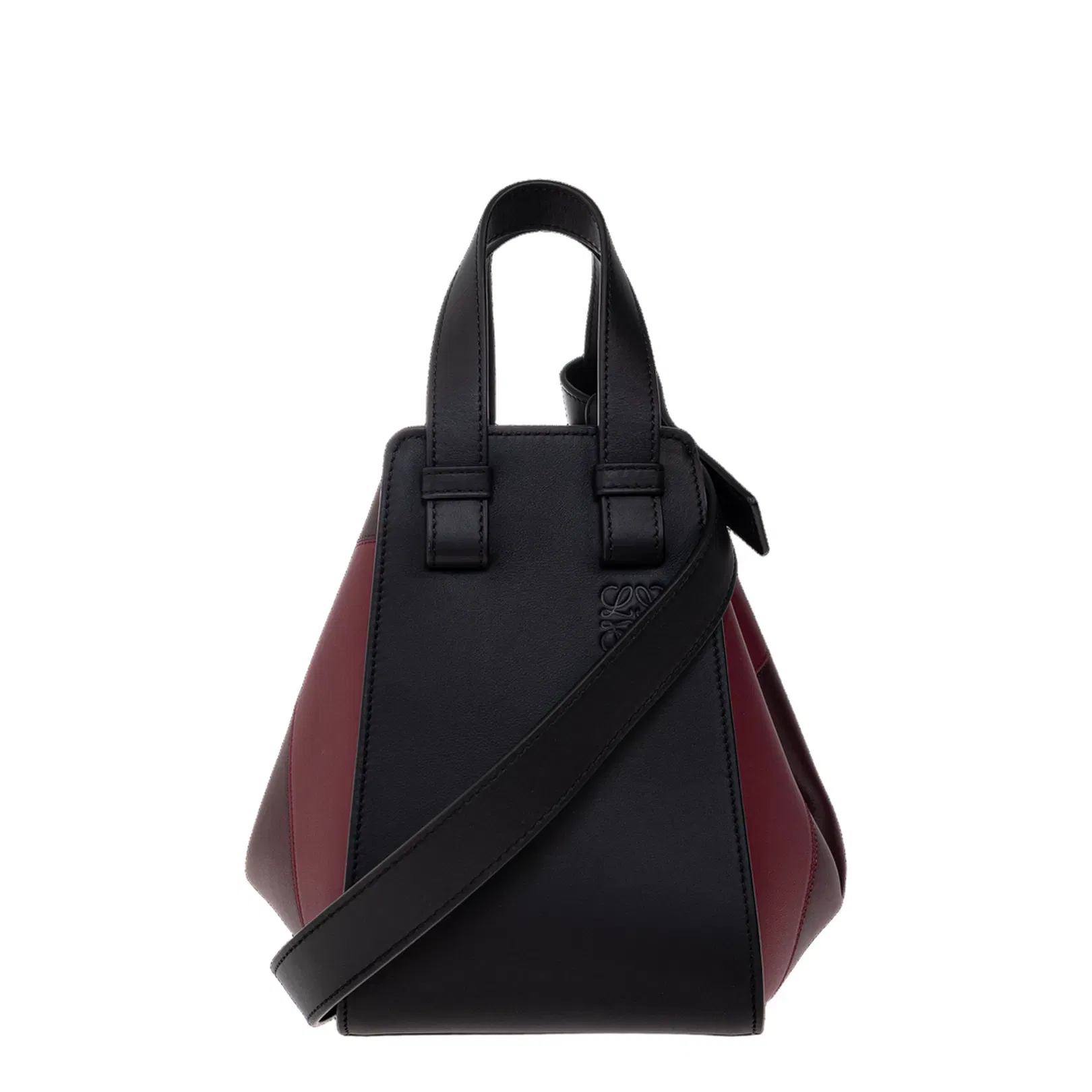 Hammock Calfskin Shoulder Bag - Black/Burgundy