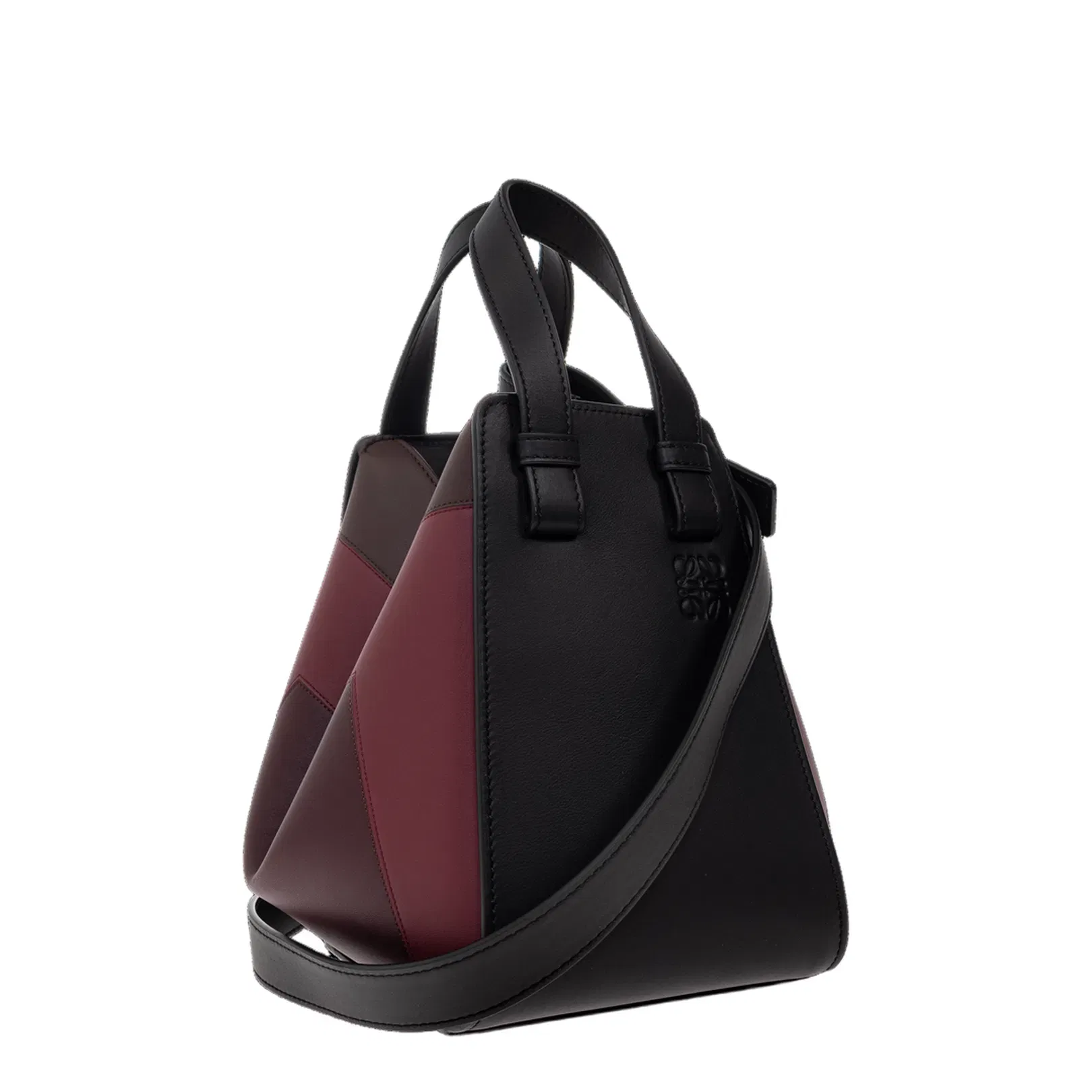 Hammock Calfskin Shoulder Bag - Black/Burgundy