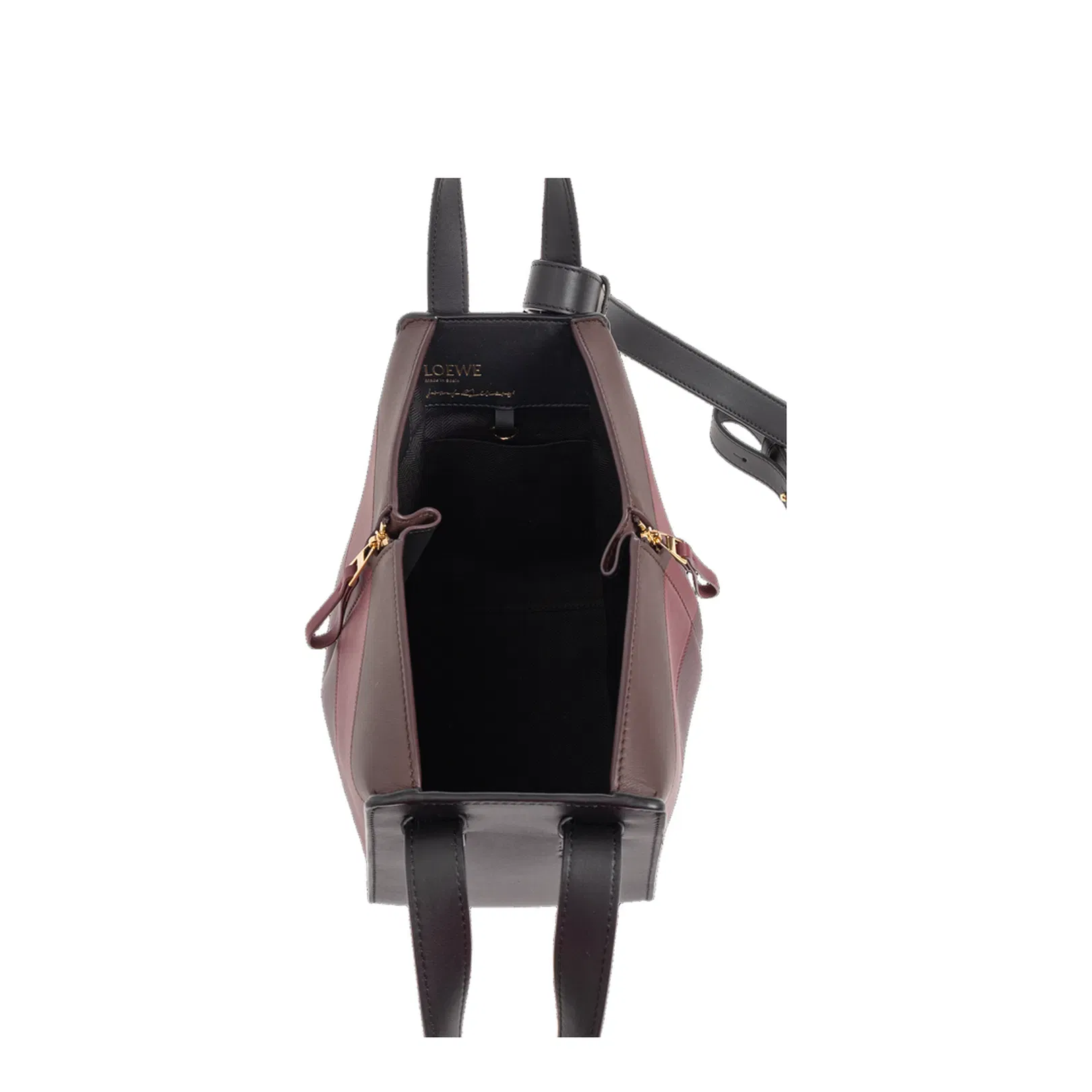 Hammock Calfskin Shoulder Bag - Black/Burgundy
