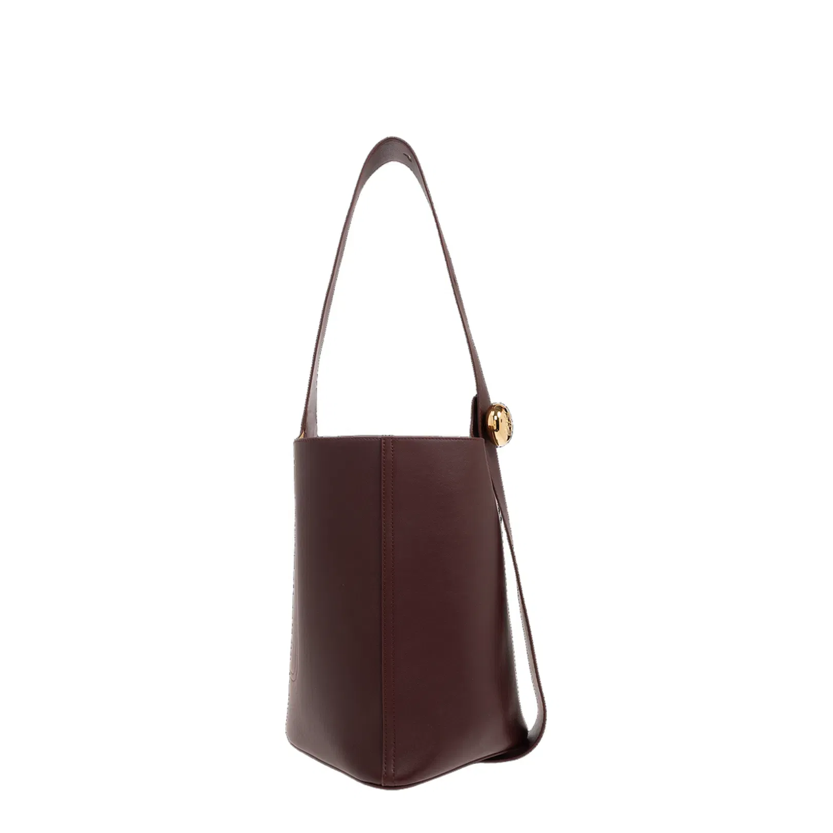Pebble Medium Leather Bucket Bag - Dark Burgundy