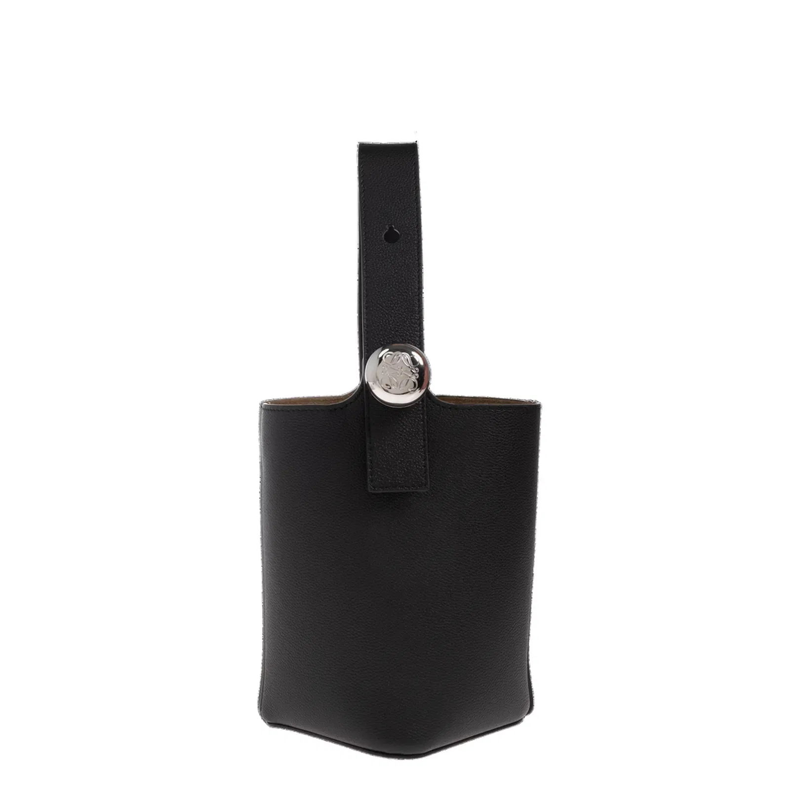 Pebble Small Calfskin Bucket Bag - Black
