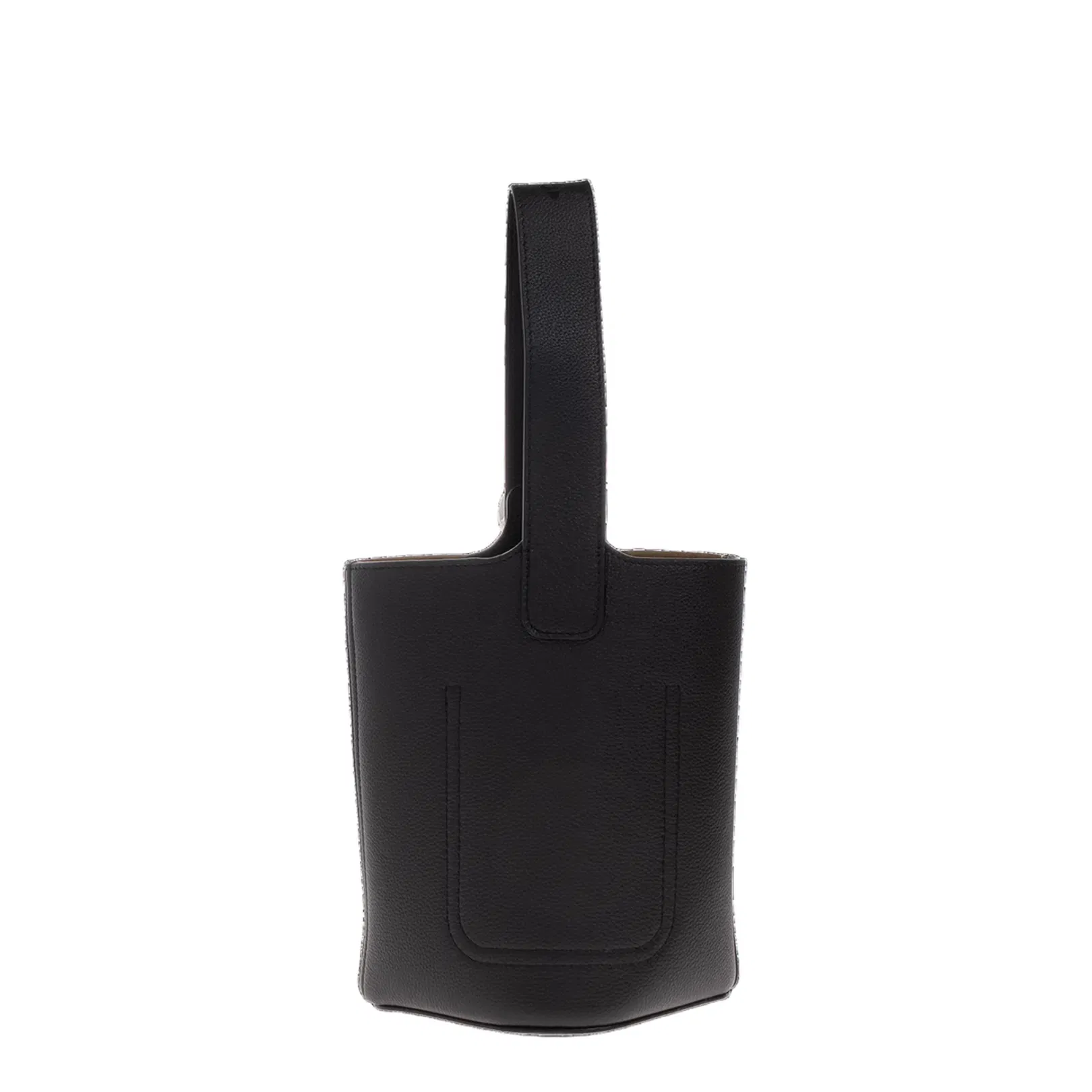 Pebble Small Calfskin Bucket Bag - Black
