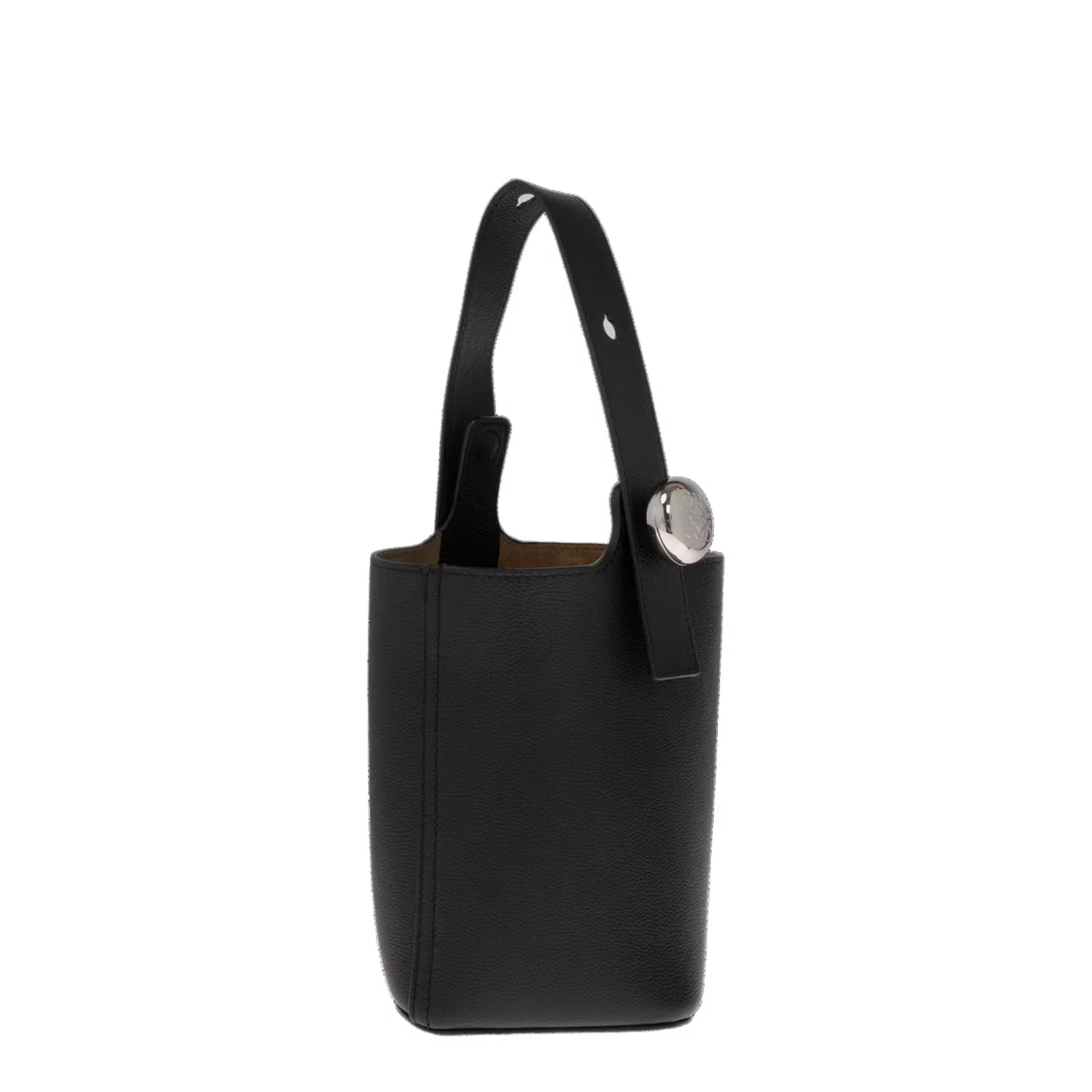 Pebble Small Calfskin Bucket Bag - Black