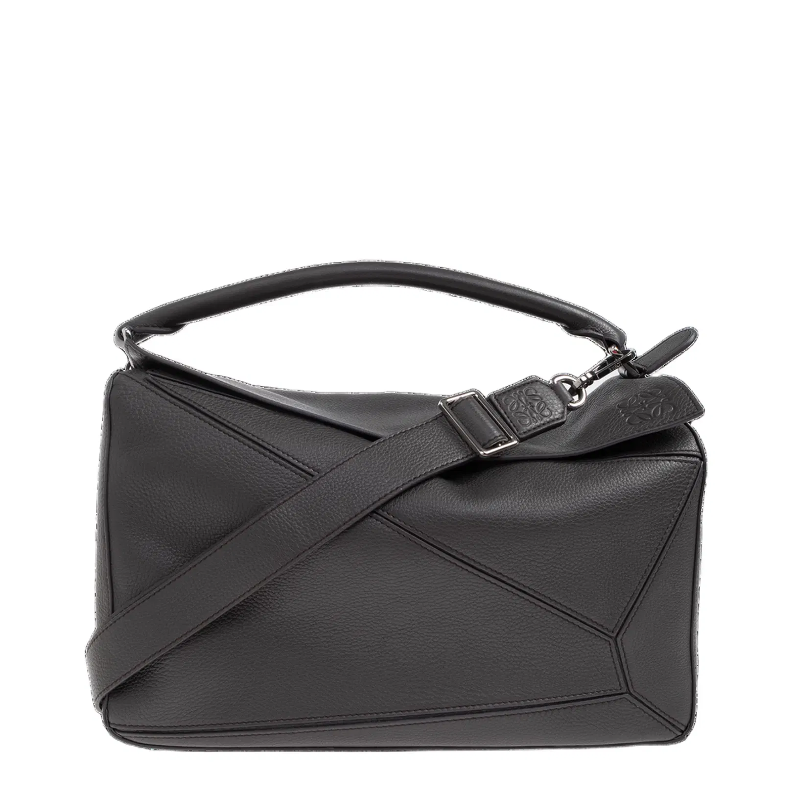 Puzzle Large Leather Shoulder Bags - Dark Grey