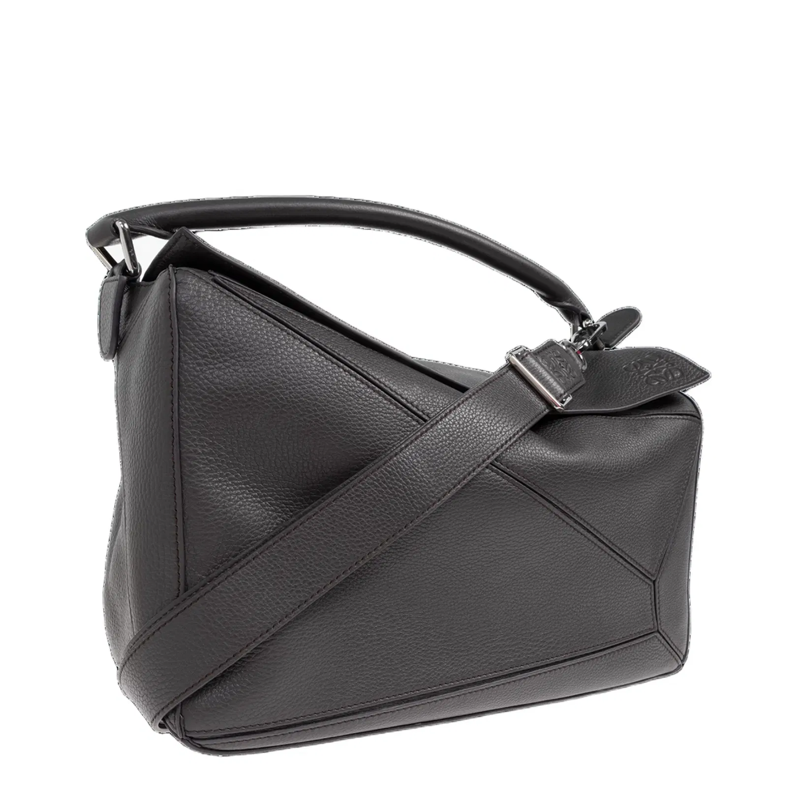 Puzzle Large Leather Shoulder Bags - Dark Grey