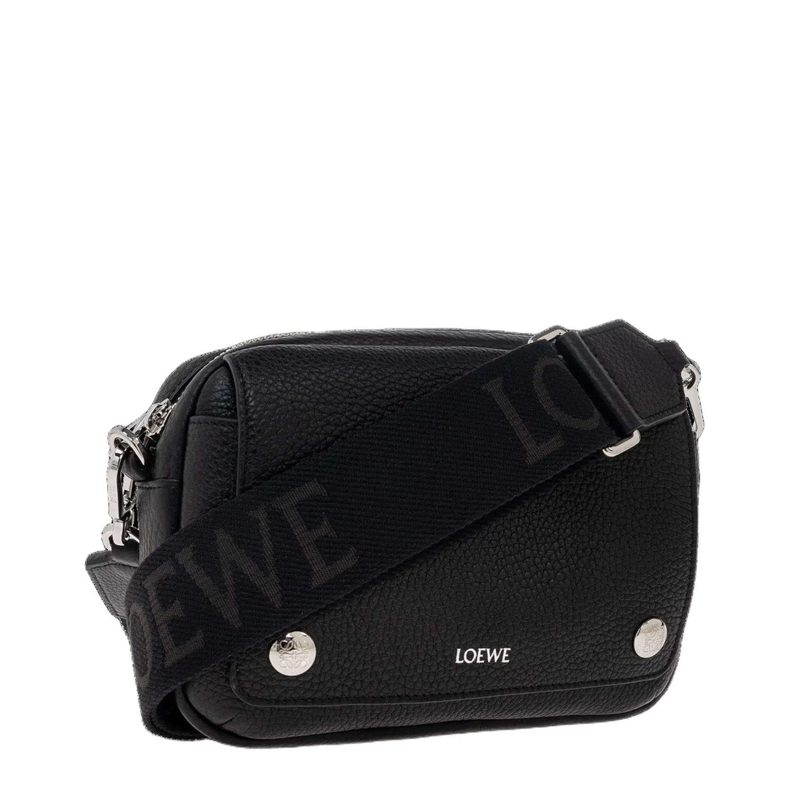 Pebble Small Leather Messenger Bags - Black