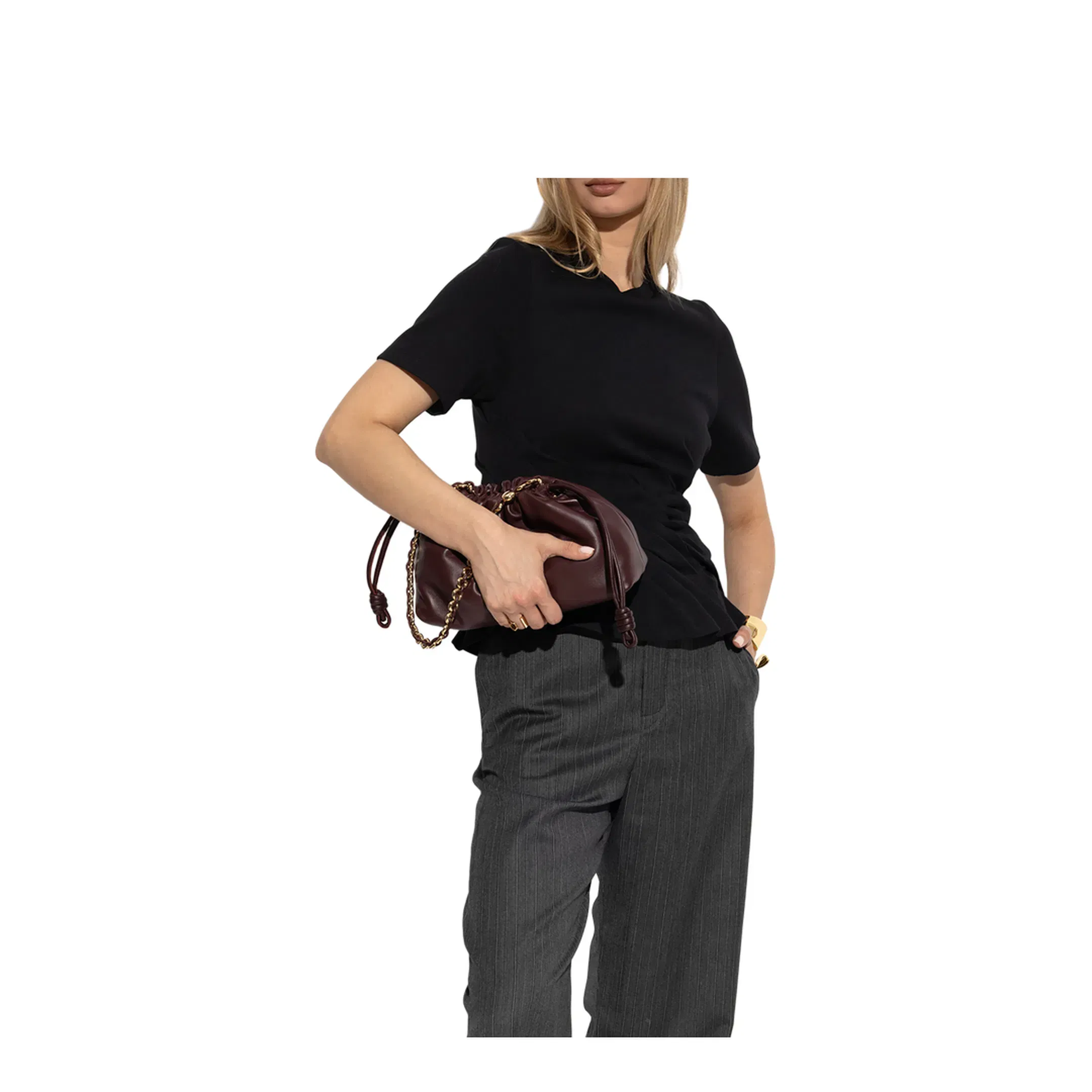 Flamenco Medium Leather Clutch Bag - Burgundy