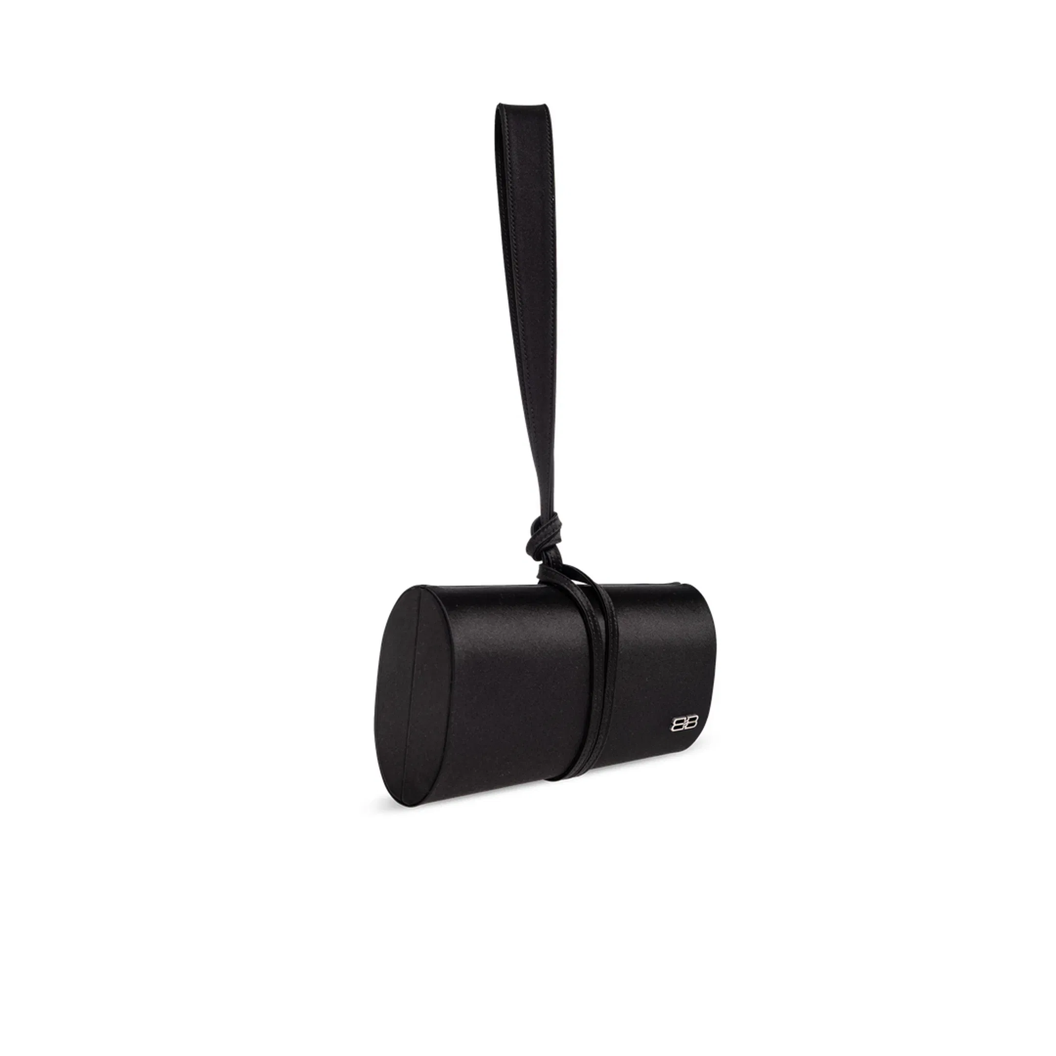 Satin Black Top Handle Bag