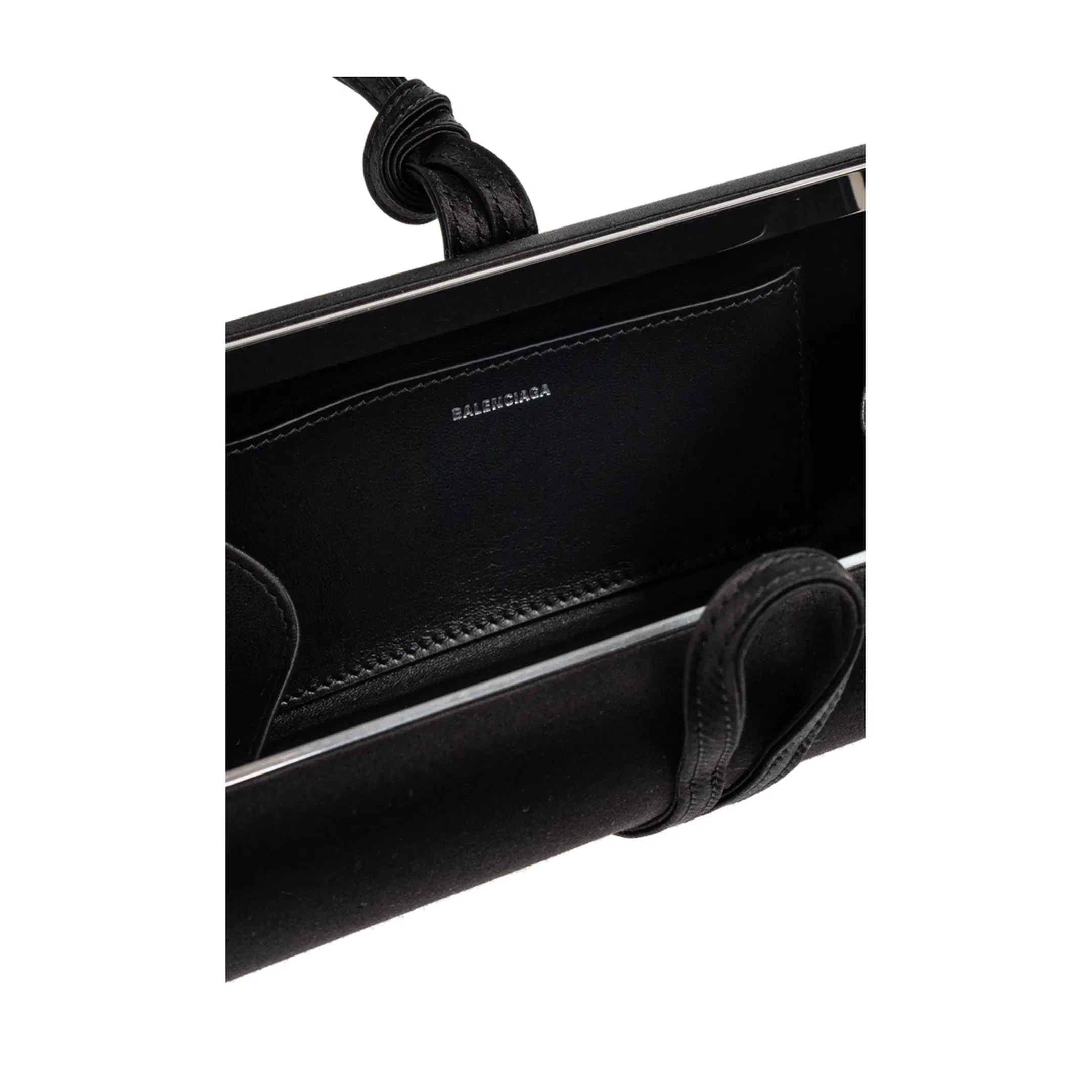 Satin Black Top Handle Bag