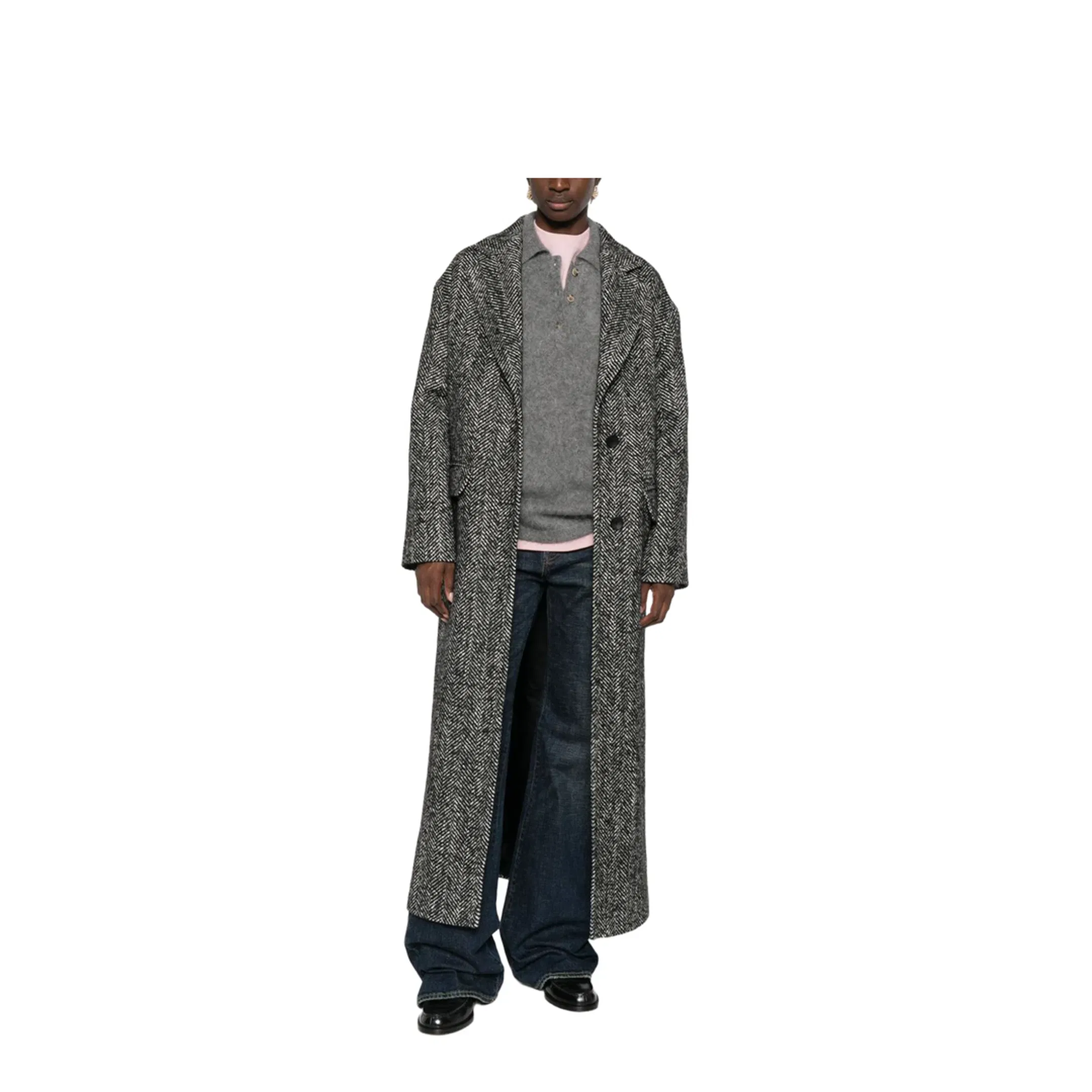 Wool Blend Single-breasted Coat Black