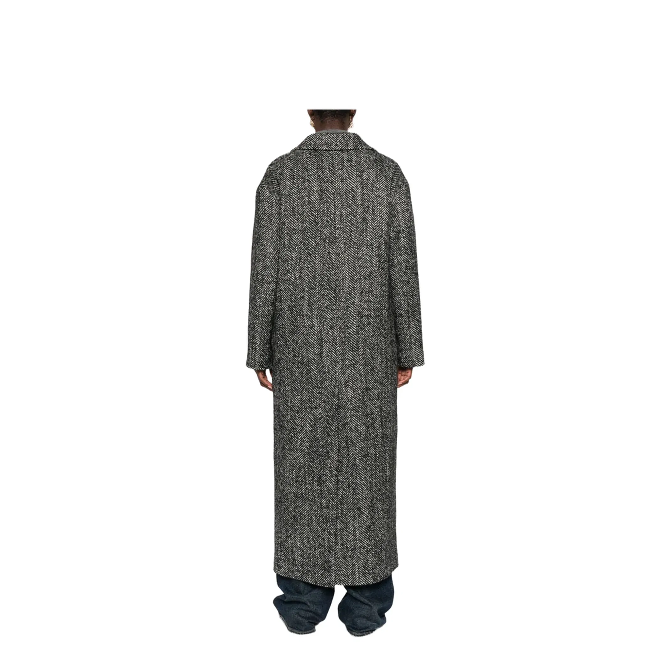 Wool Blend Single-breasted Coat Black