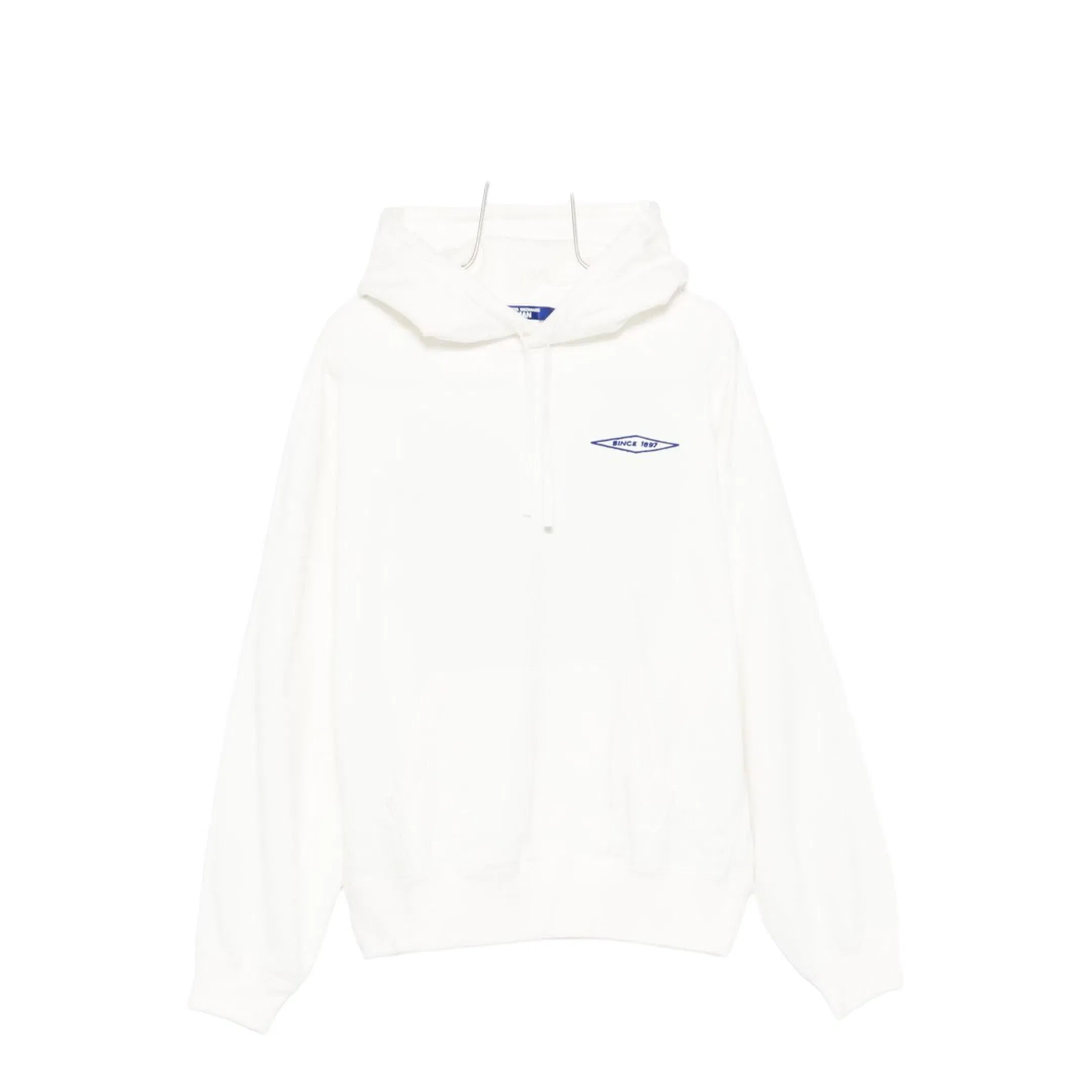 White Logo Cotton Hoodie