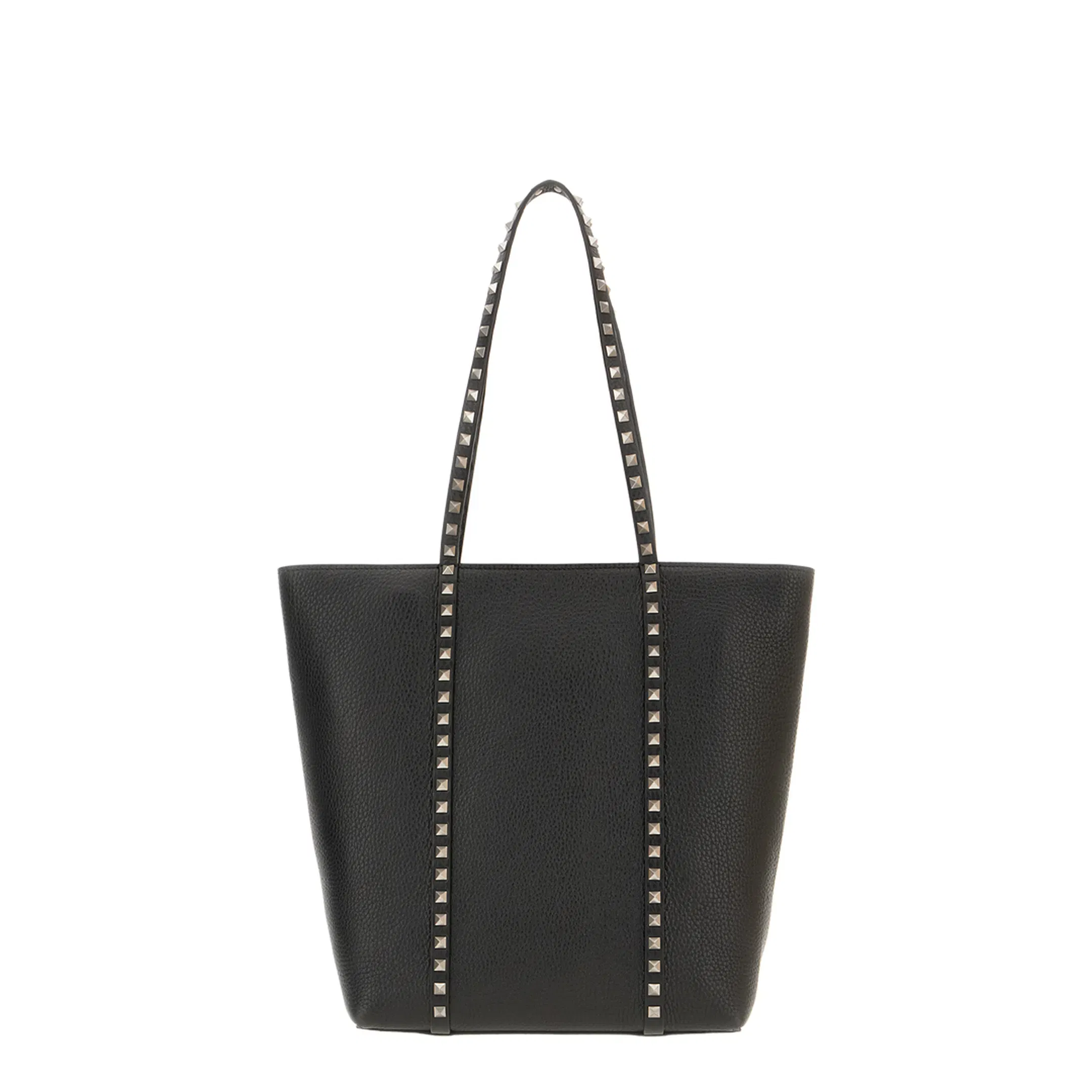 Rockstud Leather Shopping Bag in Black