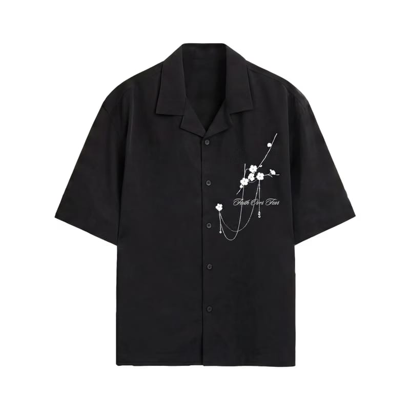 Voyd Bloom Club Black Bowling Shirt