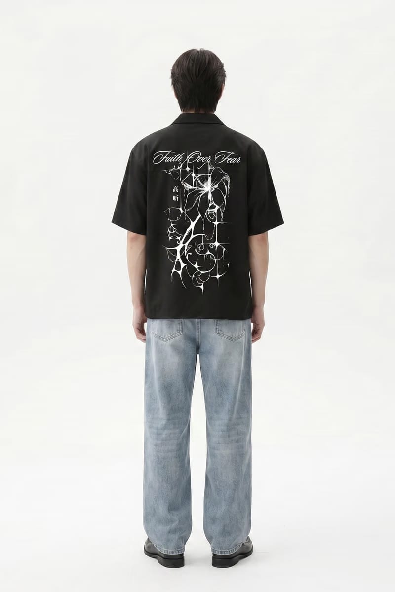 Voyd Bloom Club Black Bowling Shirt