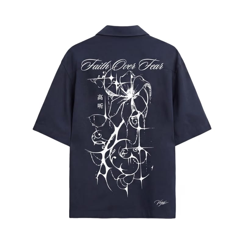 Void Bloom Club Blue Bowling Shirt