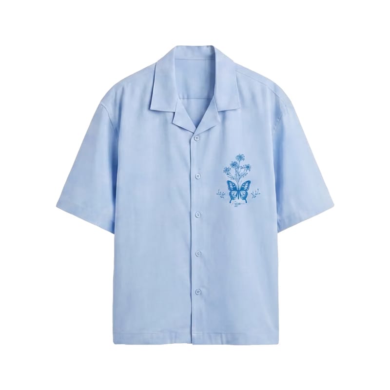 Void Blue Butterfly Ice Blue Bowling Shirt