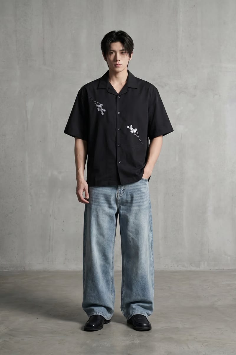 Voyd Obsidian Wings black Bowling Shirt