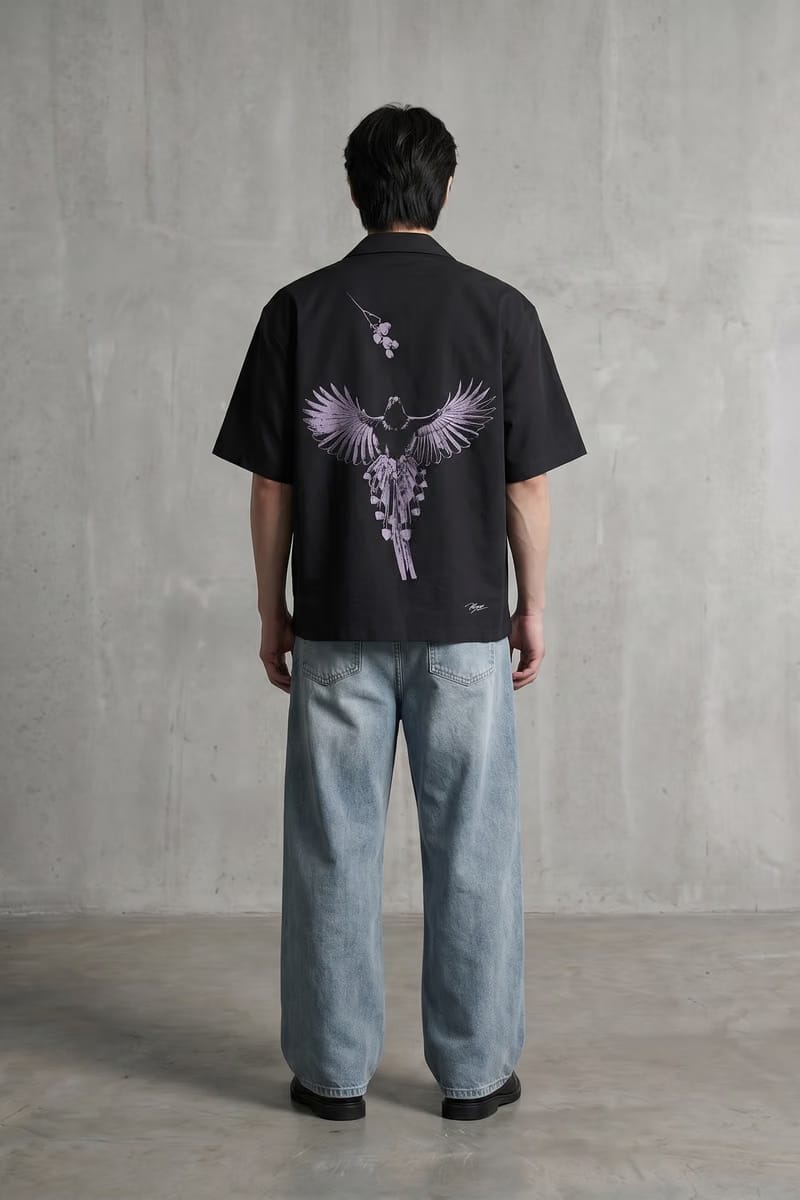 Voyd Obsidian Wings black Bowling Shirt