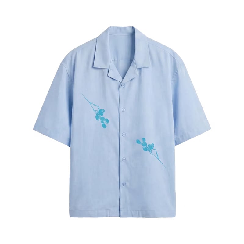 Voyd Obsidian Wings Ice Blue Bowling Shirt