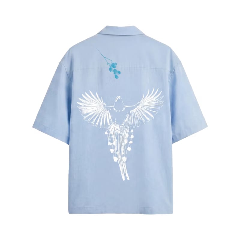 Voyd Obsidian Wings Ice Blue Bowling Shirt