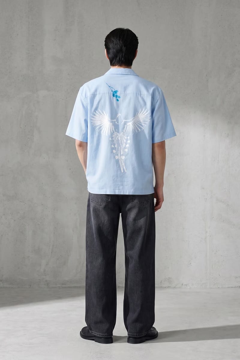 Voyd Obsidian Wings Ice Blue Bowling Shirt