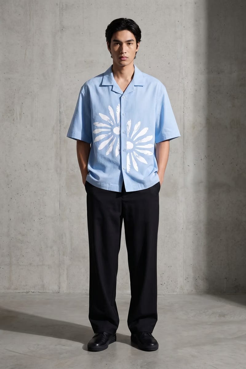 Voyd Petal Syndicate Ice Blue Bowling Shirt