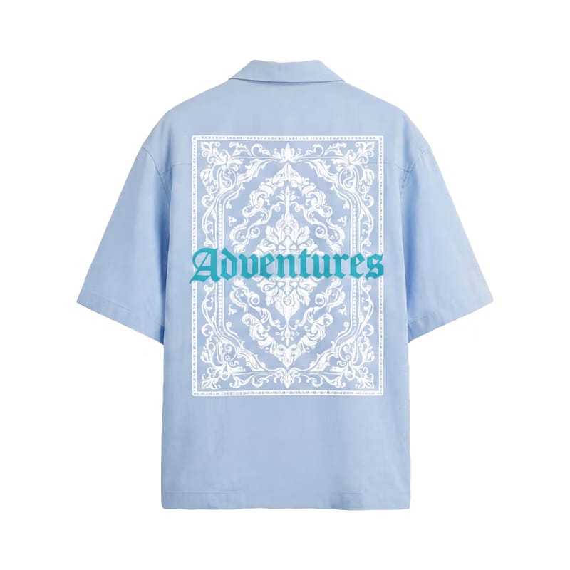 Voyd Ritual Print Ice Blue Bowling Shirt