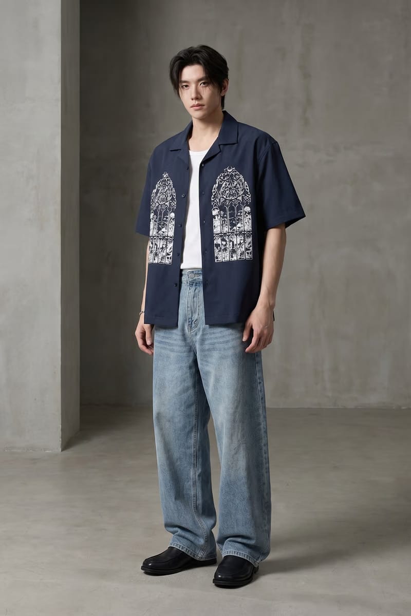 Voyd Silent Riot Blue Bowling Shirt