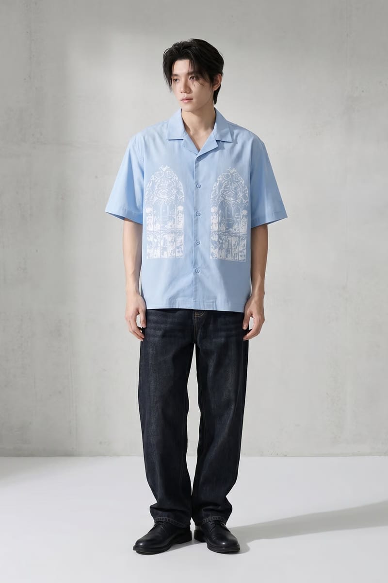Voyd Silent Riot Ice Blue Bowling Shirt