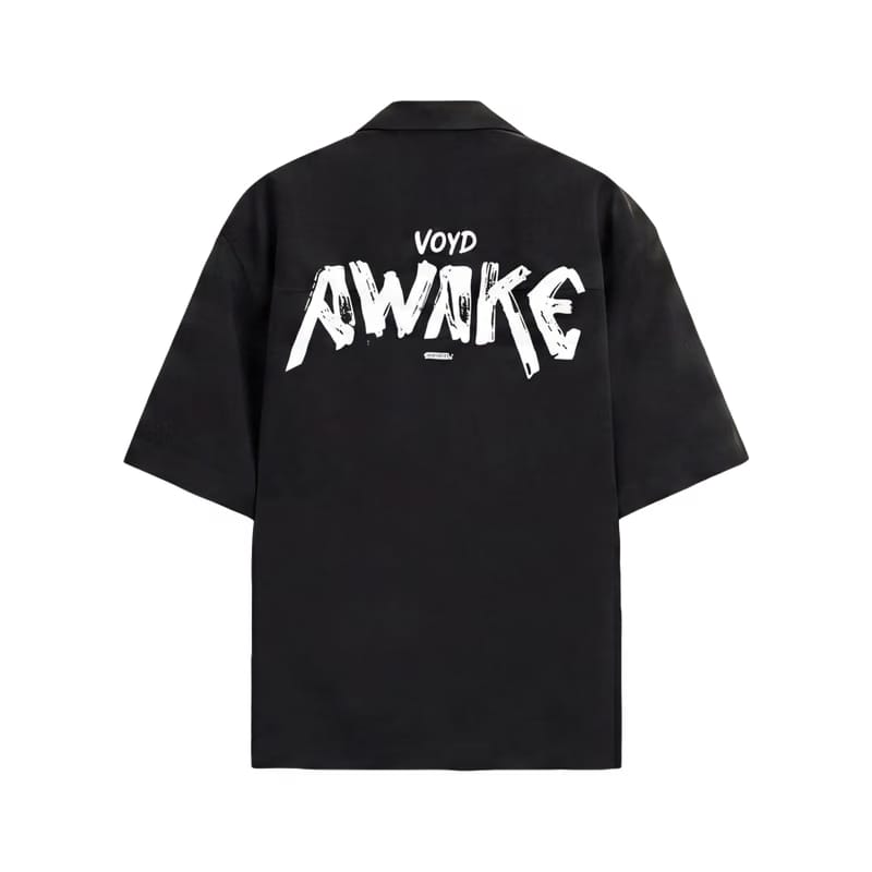 Voyd The Awake Pattern Black Bowling Shirt