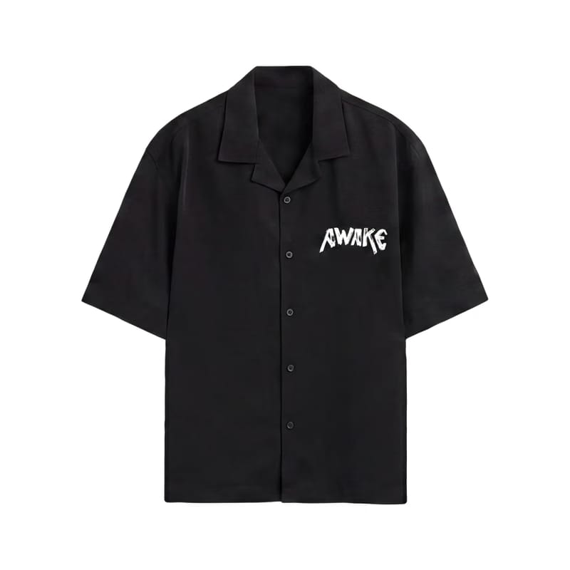 Voyd The Awake Pattern Black Bowling Shirt