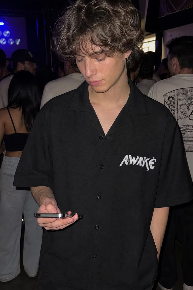 Voyd The Awake Pattern Black Bowling Shirt