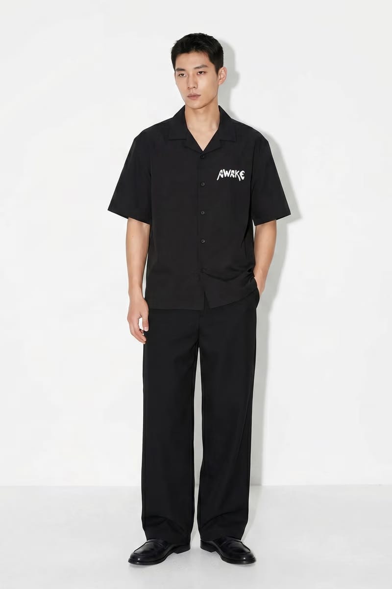 Voyd The Awake Pattern Black Bowling Shirt