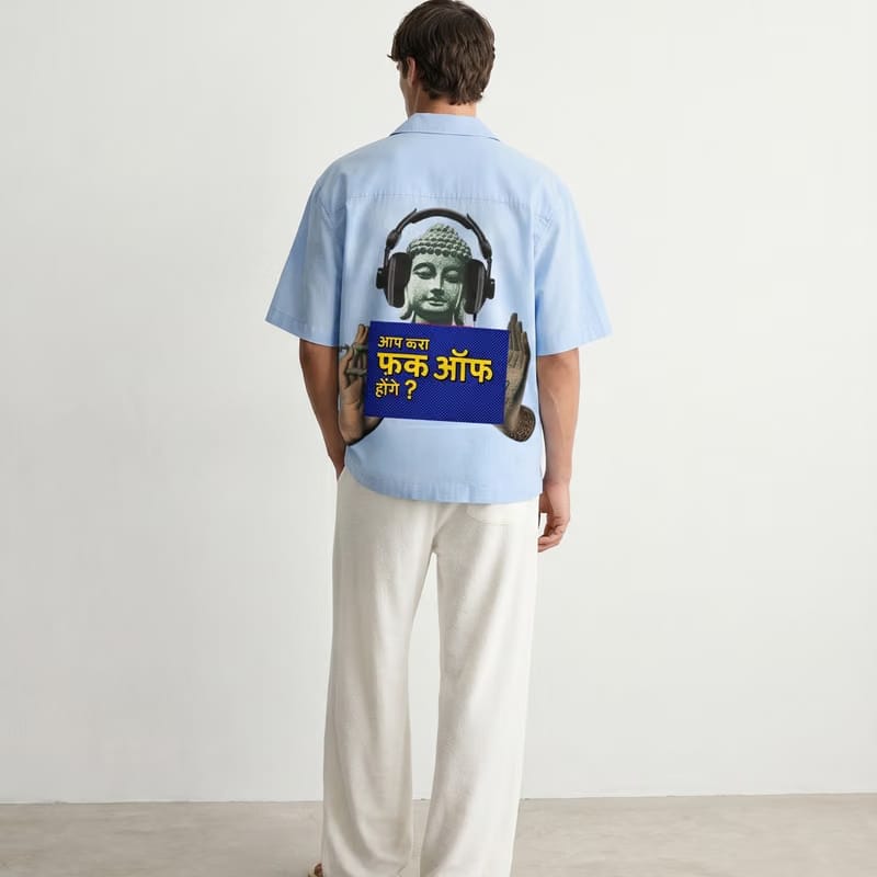 Kaand Aap Zara Fuck Off Hoge (Light Blue) Bowling Shirt