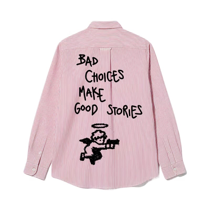 Bad Choices Be Autyst Pink Striped Shirt