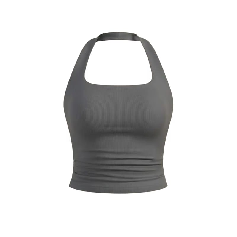 Be Autyst Halter Neck Dark Brown Top Back