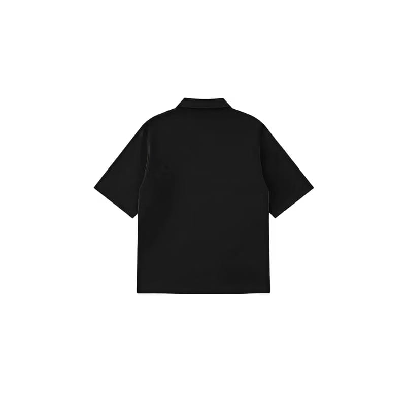 Be Autyst Raw Oversized Men Black Polo Quarter Zip T-Shirt