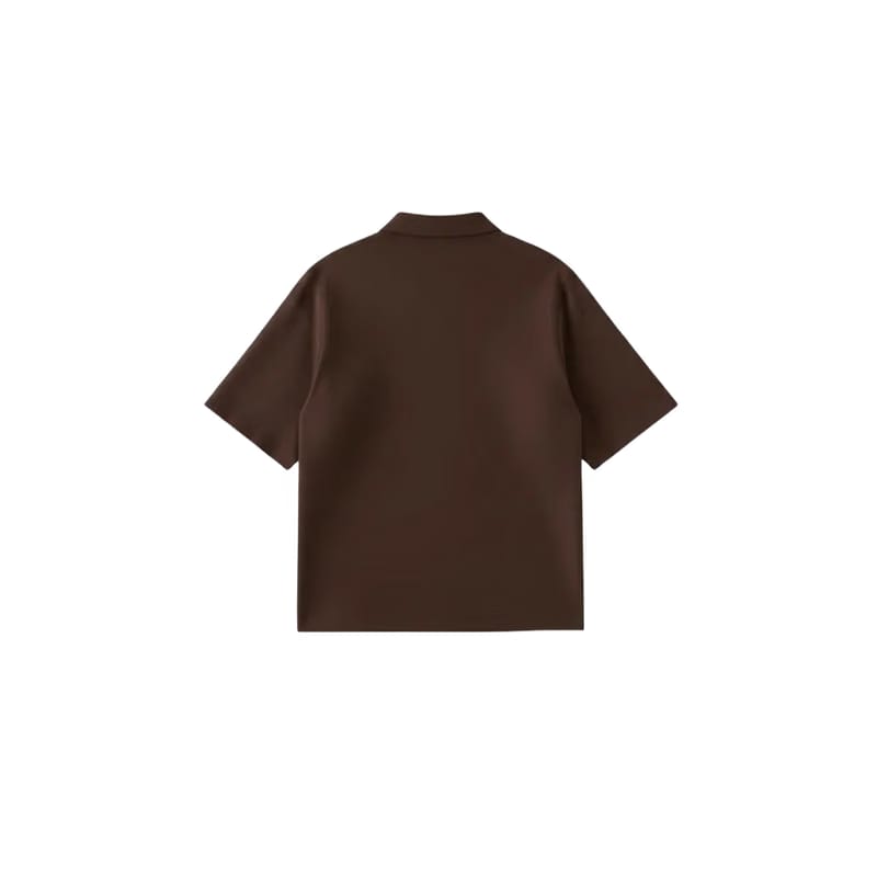 Be Autyst Raw Oversized Men Dark Brown Polo Quarter Zip T-Shirt