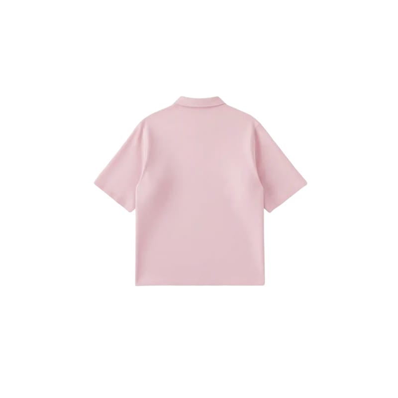 Be Autyst Raw Oversized Men Powder Pink Polo Quarter Zip T-Shirt Back