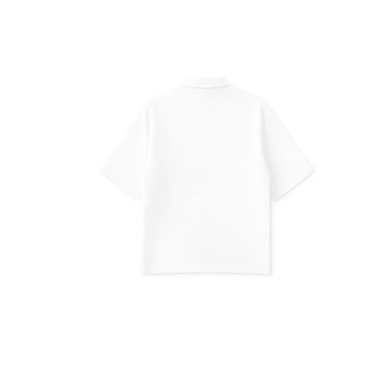 BE AUTYST RAW OVERSIZED MEN POWDER White POLO QUARTER ZIP T-SHIRT