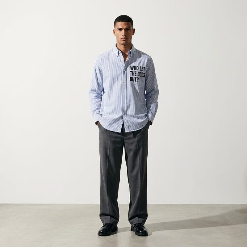 Dogs Out Be Autyst Blue Striped Shirt