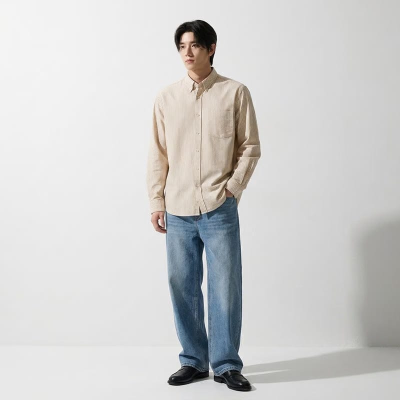 Love Me Be Autyst Beige Striped Shirt