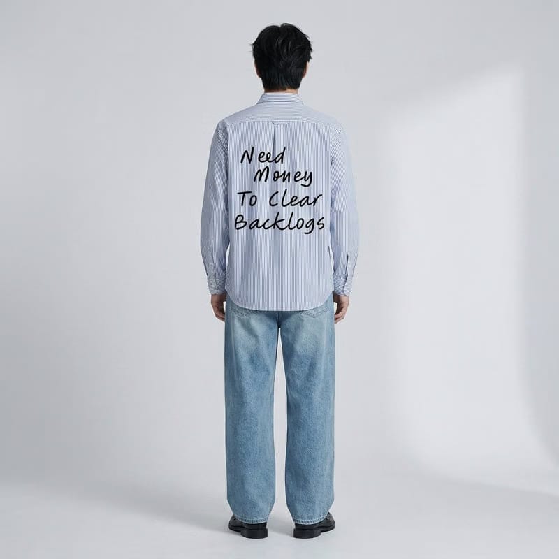 Need Money Be Autyst Blue Striped Shirt