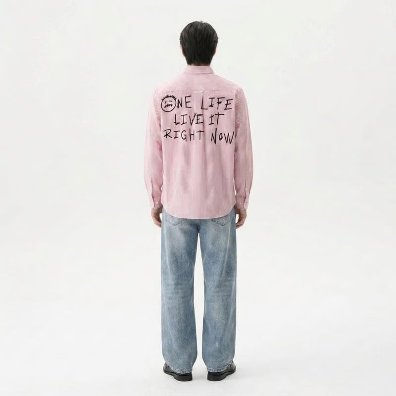 One Life Be Autyst Pink Striped Shirt