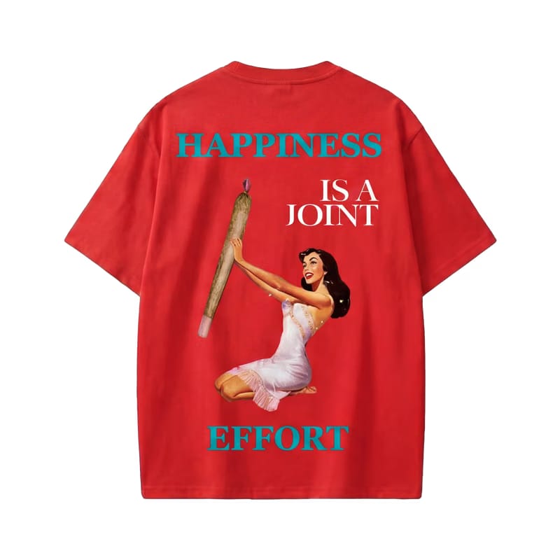 Forfksake Happiness Is A Joint Effort T-Shirt(red)