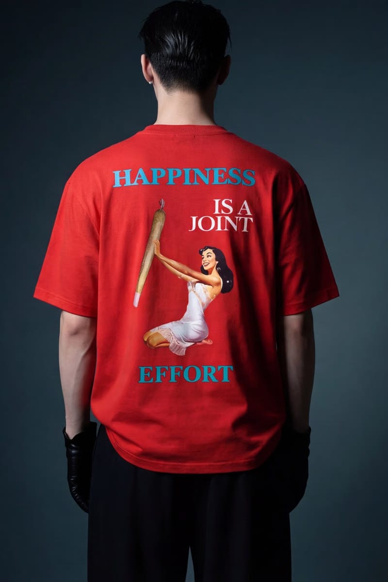 Forfksake Happiness Is A Joint Effort T-Shirt(red)