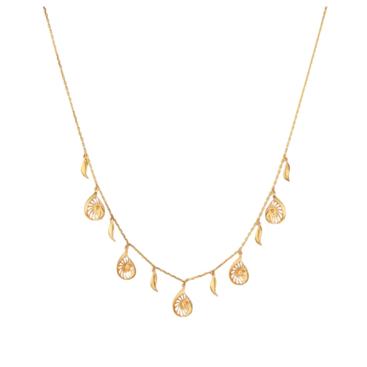 Luminous Leaf Gold Necklace Set
